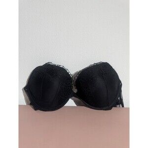 Victoria’s Secret Bra 36G Black Eyelet Push Up Hard To Find Size
